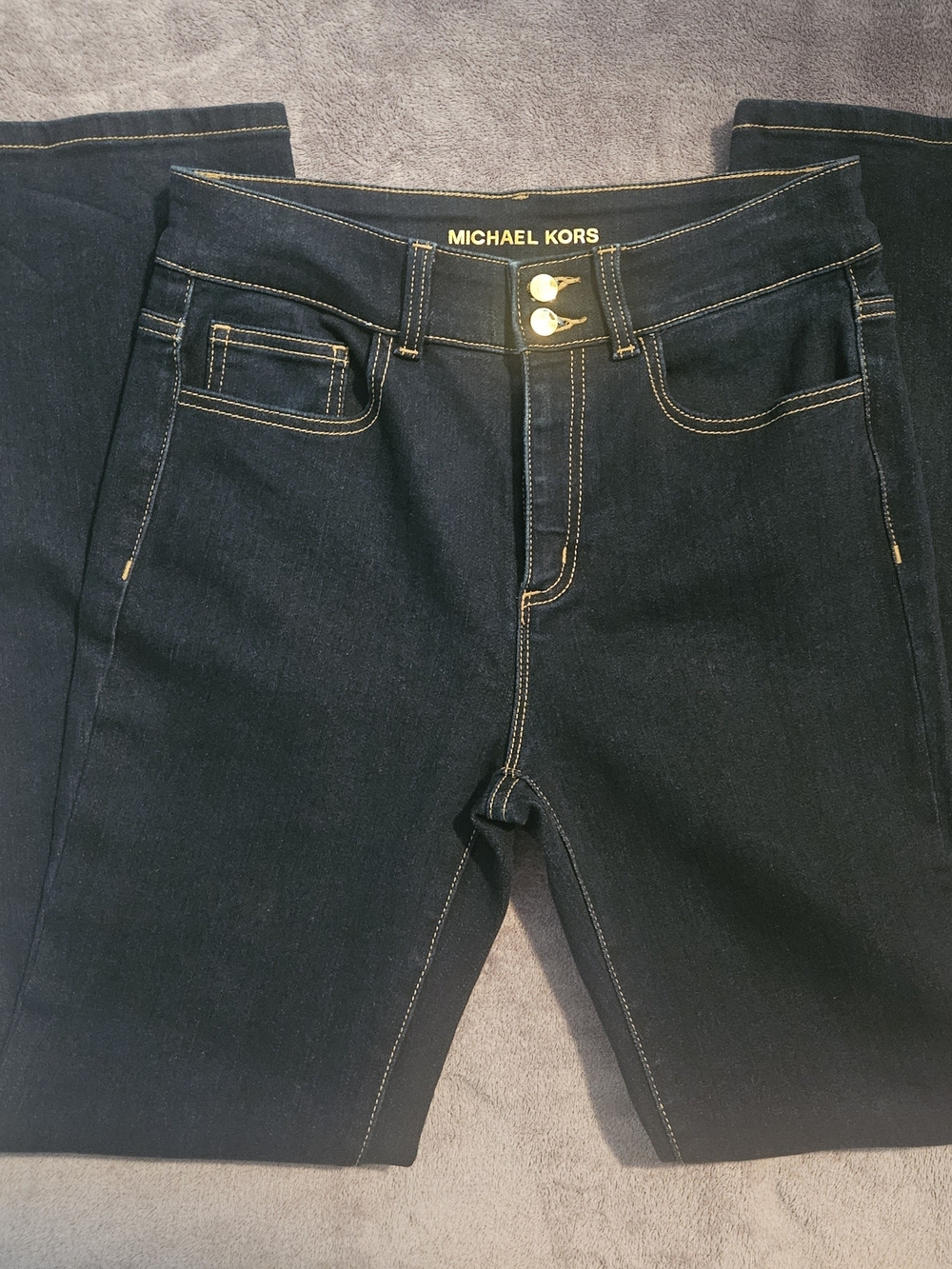 Michael Kors Navy High-Rise Stretch Jeans with Contrast Stitching